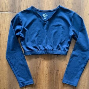 Chasse Navy Long Sleeve Cropped Top